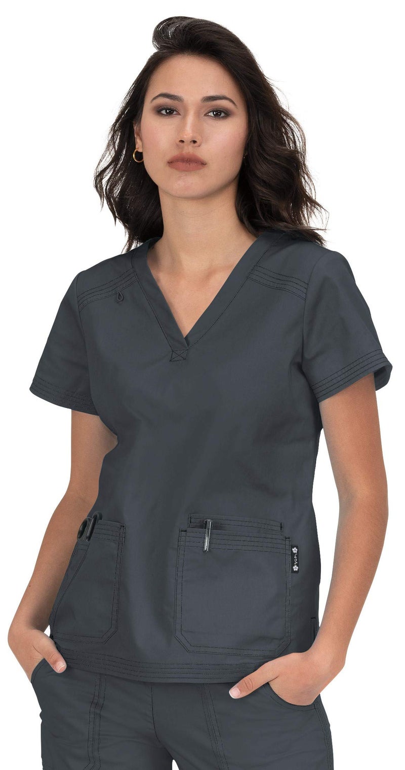 KOI Classics 394 Women's Kyra Scrub Top (Charcoal, X-Small) - Image 1
